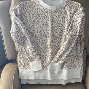 Time and Tru Leopard Print Sweatshirt - White and Brown